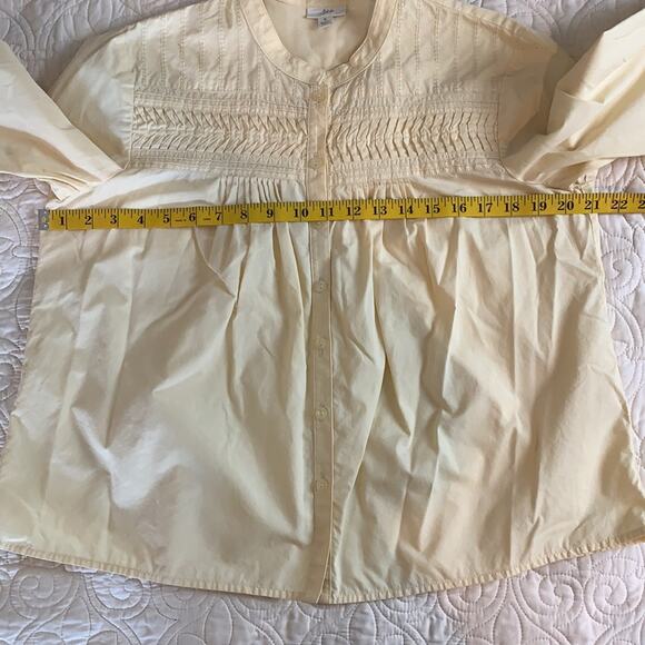 J. Jill pale yellow 100% cotton blouse button front 3/4 sleeves size S - Picture 7 of 9